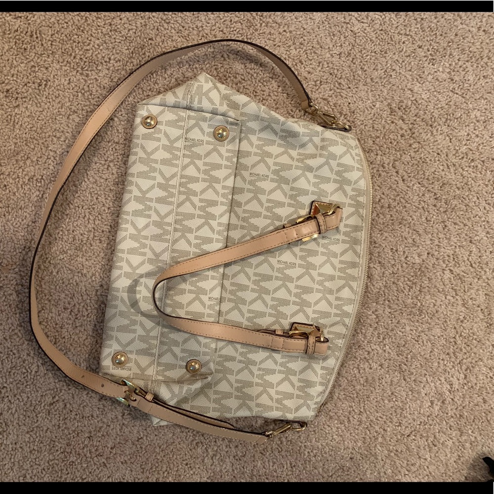 White gold & tan Michael Kors Crossbody bag
